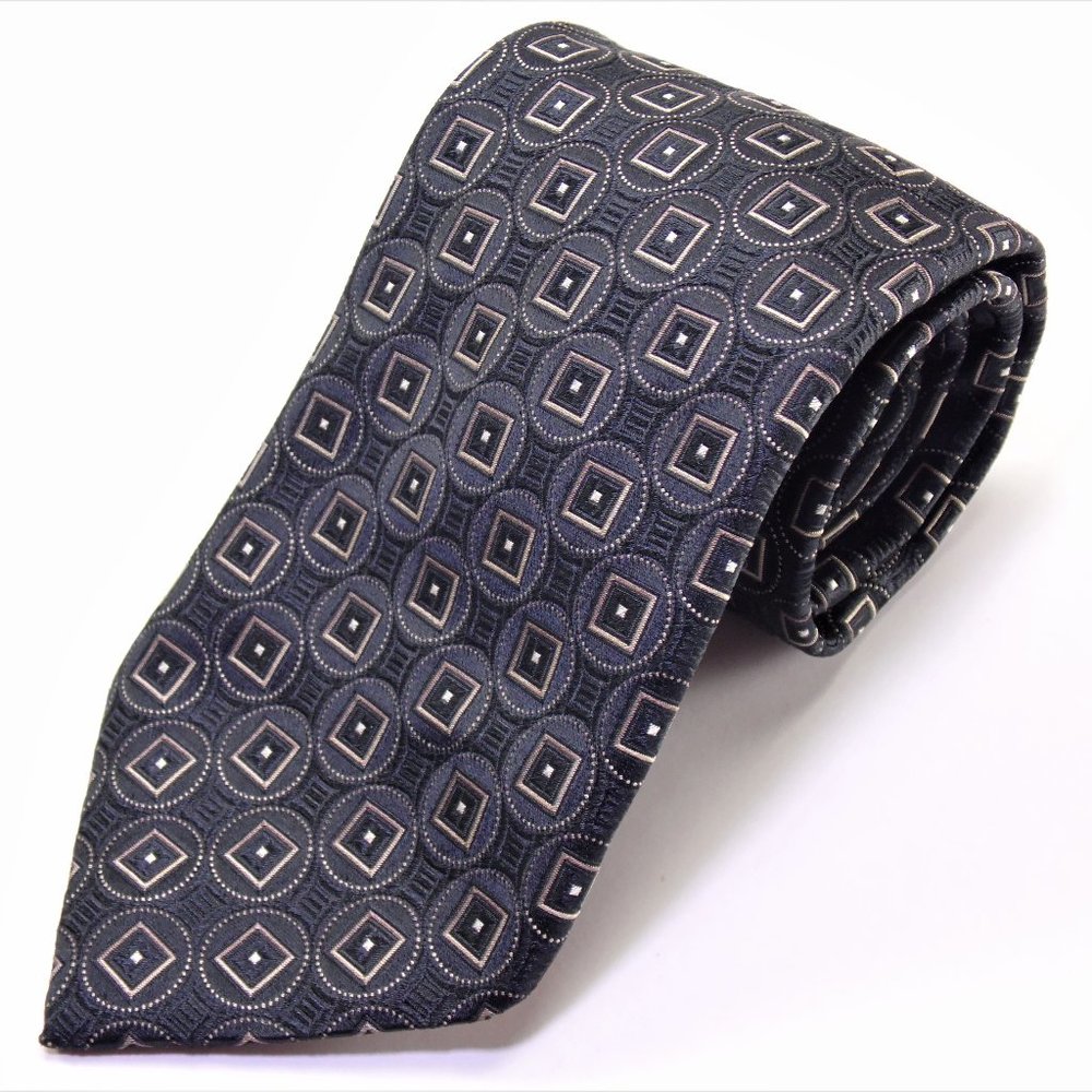 Tino Cosma Black & Gold Geometric 100% Silk Tie